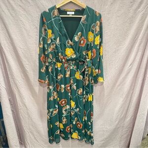 Cavin Klein Floral Midi Dress – Emeral Green / 10